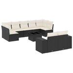vidaXL Salon de jardin 10 Pièces avec coussins noir résine tressée