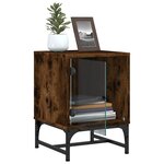 vidaXL Table de chevet avec porte en verre chêne fumé 35x37x50 cm
