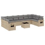 vidaXL Salon de jardin 11 Pièces avec coussins beige résine tressée