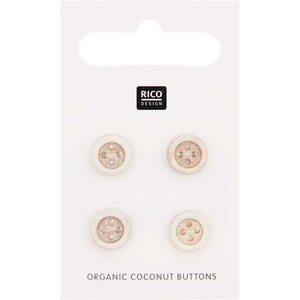 4 boutons en noix de coco - 10 mm