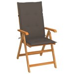 vidaXL Chaise de jardin avec coussins taupe Bois de teck massif