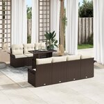 vidaXL Ensemble de canapés de jardin de 8 pièces avec coussins en poly rotin marron