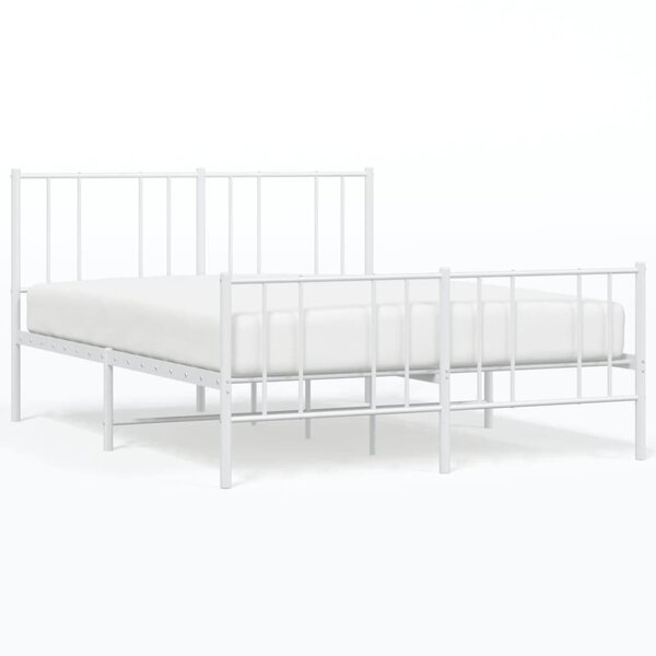 vidaXL Cadre de lit métal sans matelas et pied de lit blanc 120x200 cm