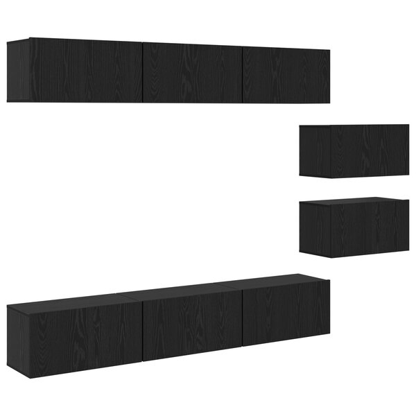 vidaXL Meuble TV avec stockage avec porte 8 Pièces Chêne Noir 60 x 30 x 30.5 cm