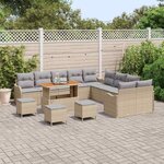 vidaXL Ensemble de canapé de jardin 14 Pièces Beige polyrotin