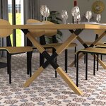 CIME Pieds de table en forme de X 77 8x71 cm Bois et métal Naturel