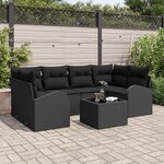 vidaXL Ensemble de canapé de jardin 7 Pièces Noir 55 x 55 x 37 cm