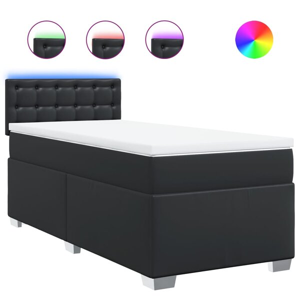 vidaXL Sommier à lattes de lit avec matelas Noir 100x200 cm Similicuir
