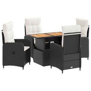 vidaXL Ensemble de repas extérieur 5 pc Noir et blanc crème
