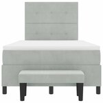 vidaXL Lit à ressort avec matelas et banc Gris clair 120x200 cm Velours