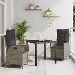 vidaXL Ensemble de salle à manger pour jardin 3 Pièces Gris polyrotin