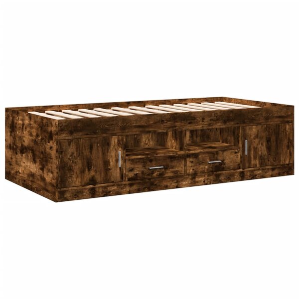 vidaXL Lit de jour et tiroirs chêne fumé 100x200 cm bois d'ingénierie