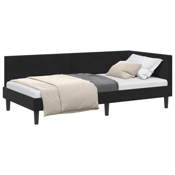 vidaXL Cadre de lit d'angle avec tête de lit Noir 80 cm x 200 cm