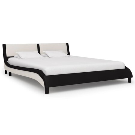 Vidaxl cadre de lit noir et blanc similicuir 160 x 200 cm