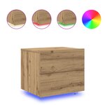 Table de chevet vidaXL avec LED en chêne artisanal 50x39x41 cm