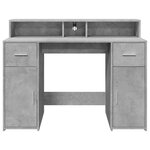vidaXL Bureau et lumières LED gris béton 120x55x91cm bois d'ingénierie