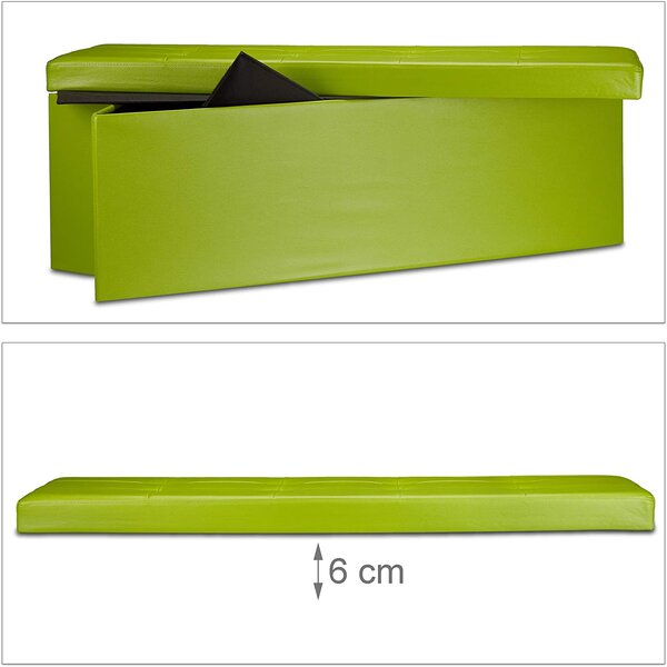 Tabouret pliant synthétique pouf de rangement pliant pliable 114 cm vert 13_0002807_2