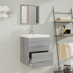vidaXL Meuble lavabo avec bassin intégré Sonoma gris Bois d'ingénierie