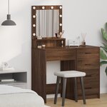 vidaXL Bureau de Maquillage avec Lumières LED - Chêne Marron - 50x41x135 cm