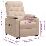 vidaXL Fauteuil de massage Crème Tissu