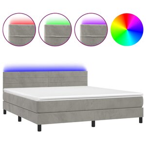 vidaXL Sommier à lattes de lit avec matelas LED Gris clair 160x200 cm