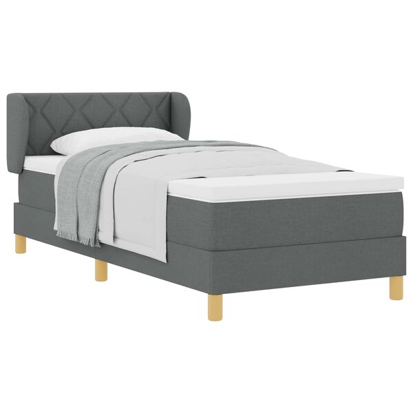 vidaXL Lit à ressorts avec matelas Gris foncé 90 x 190 cm tissu