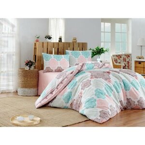Parure de lit - housse de couette 220 x 240 + 2 taies d'oreiller 60 x 60  70  coton- Turquoise