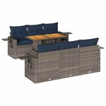 vidaXL Salon de jardin avec coussins 7 Pièces gris résine tressée