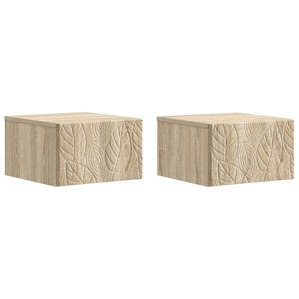 vidaXL Table d'appoint murale 2 Pièces Chêne Sonoma 34 5 x 33 x 20 cm
