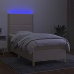vidaXL Sommier à lattes de lit et matelas et LED Crème 90x200 cm Tissu