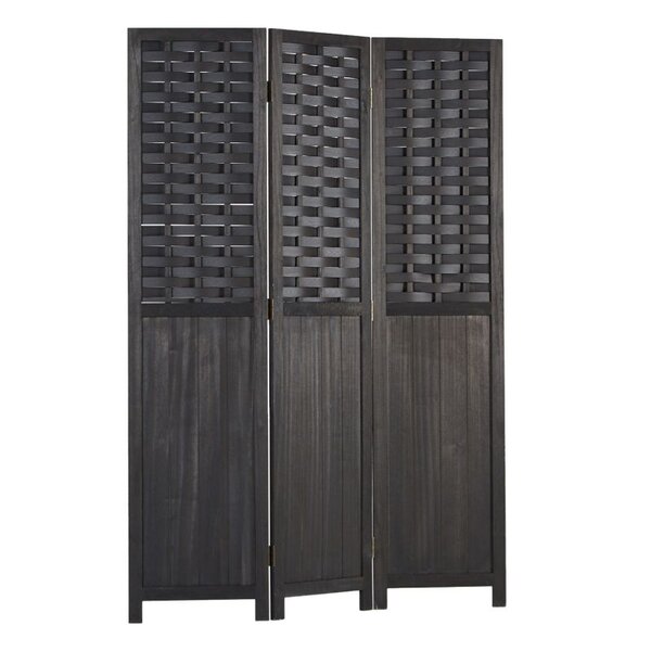 Paravent 3 pans bois rotin noir