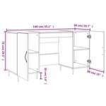 vidaXL Bureau gris béton 140x50x75 cm bois d'ingénierie
