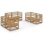 vidaXL Salon de jardin 6 Pièces Marron miel Bois de pin massif