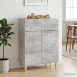 vidaXL Buffet Gris béton 66 x 34 5 x 90 cm Bois d'ingénierie