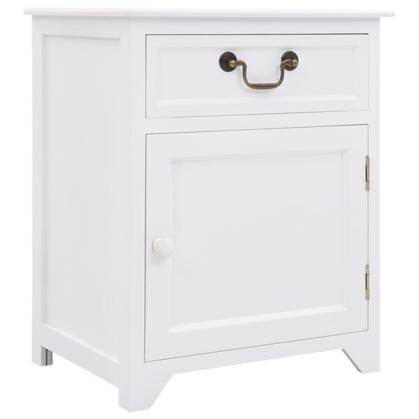 vidaXL Table de chevet Blanc 40x30x50 cm Bois de paulownia