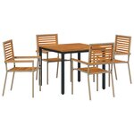 vidaXL Ensemble de salle à manger de jardin 5 pièces en poly rotin beige et acacia