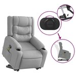 vidaXL Fauteuil de massage inclinable Gris clair Tissu