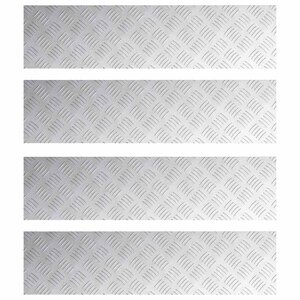 vidaXL Plaques à damier 4 Pièces Argent 80 x 20 cm Aluminium