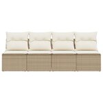 vidaXL Canapé de jardin avec coussins 4 places beige résine tressée