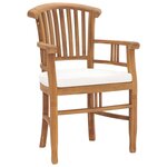 vidaXL Chaises de jardin lot de 2 avec coussins blanc crème Bois teck
