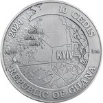 Pièce de monnaie en Argent 10 Cedis g 62.2 (2 oz) Millésime 2024 BATTLE OF KYIV
