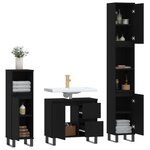 vidaXL Ensemble de meubles salle de bain 3 Pièces noir bois d'ingénierie