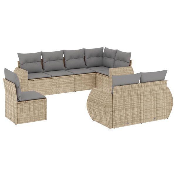 vidaXL Salon de jardin avec coussins 8 Pièces beige résine tressée