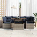 vidaXL Ensemble de canapé de jardin 7 Pièces gris et bleu marine