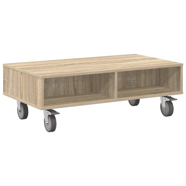 vidaXL Table d'appoint avec roues Chêne Sonoma 90 x 50 x 30 cm