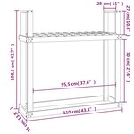 vidaXL Support pour bois de chauffage Noir 110x35x108 5 cm Bois de pin