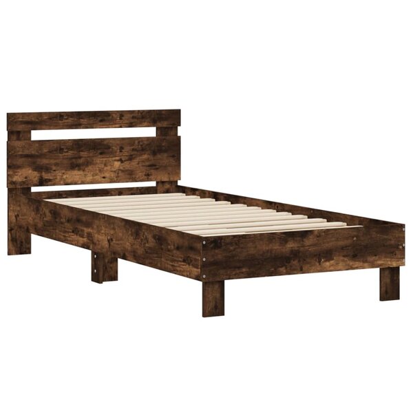 vidaXL Cadre de lit tête de lit chêne fumé 75x190 cm bois ingénierie