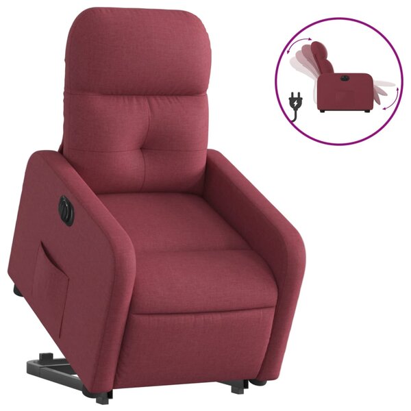vidaXL Fauteuil inclinable électrique rouge bordeaux tissu