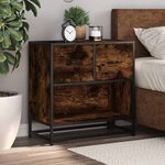 vidaXL Table de chevet chêne fumé 60x31x60 cm bois ingénierie et métal