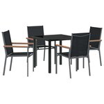 vidaXL Ensemble de salle à manger pour jardin 5 Pièces Noir